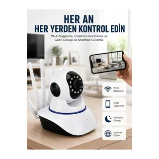 LED Aydınlatmalı 5 Antenli Motorlu 1080P Wifi Kamera Sensörlü Yeni Nesil