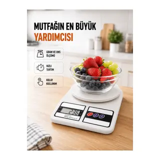 Beyaz Plastik Dijital Mutfak Tartısı – 24x16.8x1.5cm