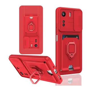 Xiaomi Redmi 13C Kılıf Zuma Kartvizitli Yüzüklü Silikon - Kırmızı
