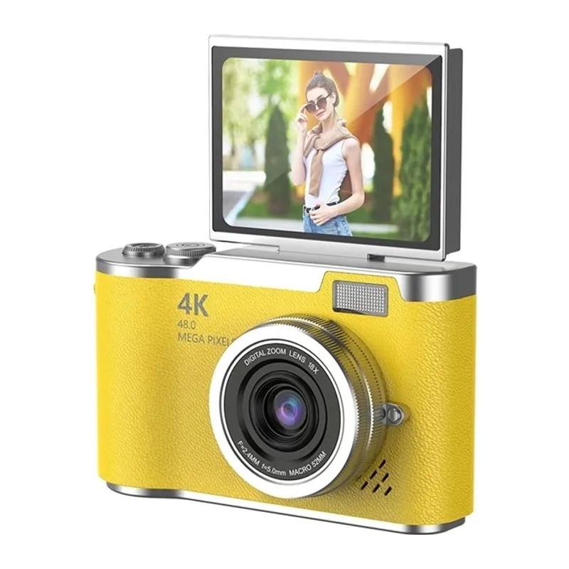 4K Dijital Retro Video Kamera 48MP 18X Zoom Flaşlı (32GB) Kart Dijital Vlog Fotoğraf Makinesi TÜRKÇE