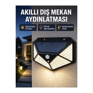 Solar Güçlü 100 LED Bahçe Lambası – Enerji Tasarruflu, Suya Dayanıklı ve Geniş Açılı Işık