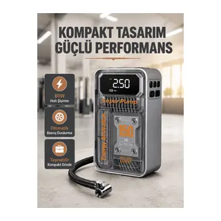 150 PSI Kablosuz Şarjlı Hava Pompası – LED Ekranlı ve Otomatik Kapanma Özellikli