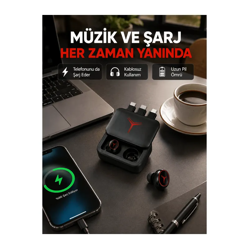 Powerbank Özellikli Bluetooth Kablosuz Kulaklık – Dokunmatik Kontrol, Uzun Pil Ömrü, Ergonomik Tasarım