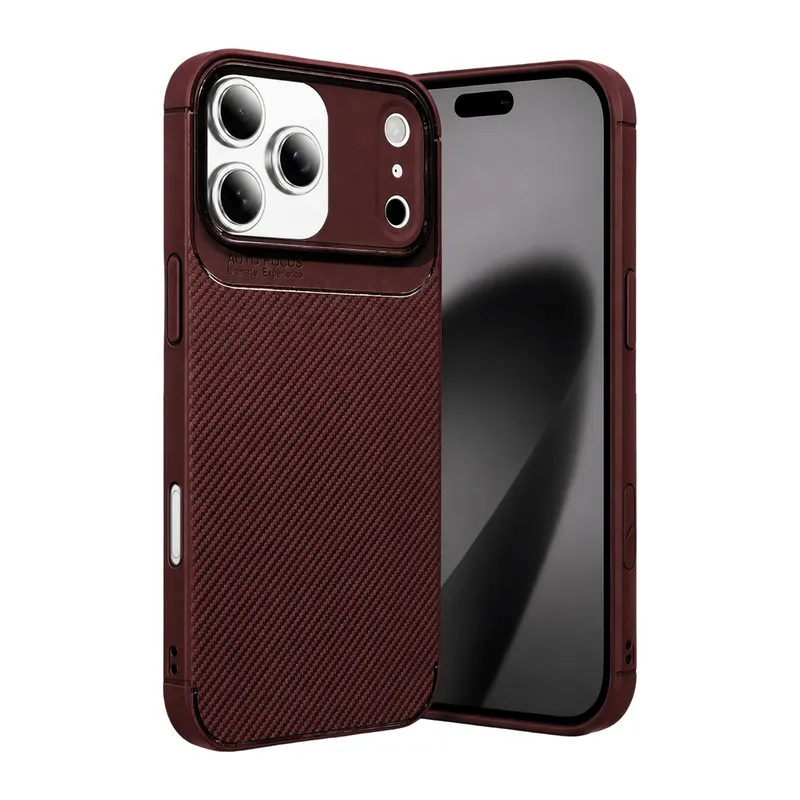 Apple iPhone 17 Pro Max Auto Focus Karbon Kapak - Bordo