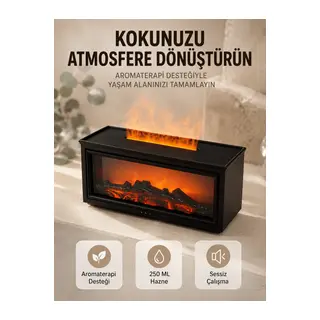Aroma Difüzörü Simüle Alev Efektli Sessiz Hava Nemlendirici 250 ML