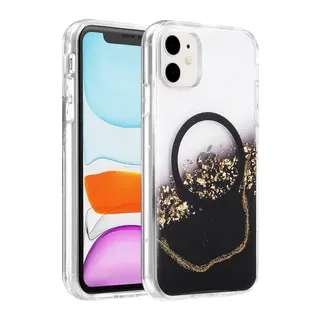Onegif Apple iPhone 11 Lotus Simli Magsafe Kapak - Siyah
