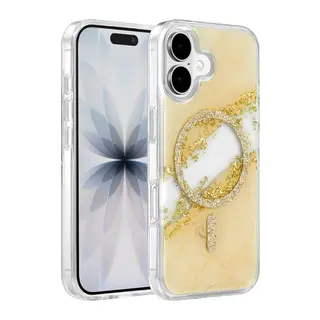 Onegif Apple iPhone 16 Lotus Simli Magsafe Kapak - Gümüş