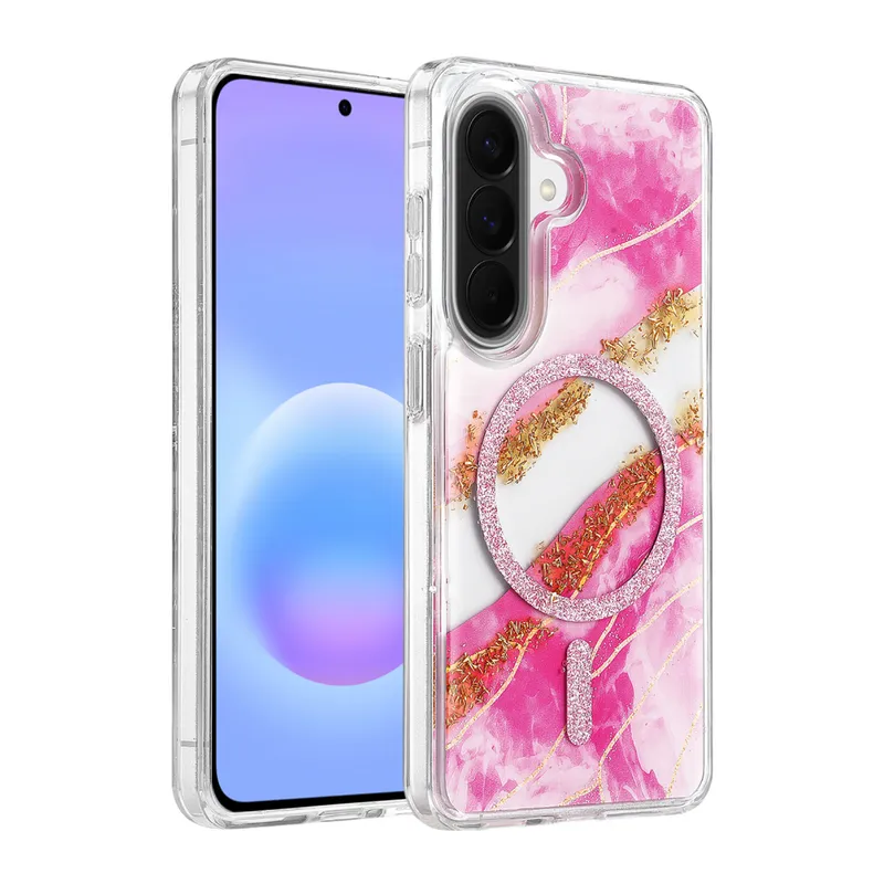 Onegif Samsung Galaxy A37 5G Lotus Simli Magsafe Kapak - Pembe