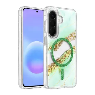 Onegif Samsung Galaxy A37 5G Lotus Simli Magsafe Kapak - Yeşil