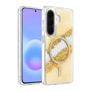Onegif Samsung Galaxy A57 5G Lotus Simli Magsafe Kapak - Gümüş