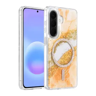 Onegif Samsung Galaxy A57 5G Lotus Simli Magsafe Kapak - Turuncu