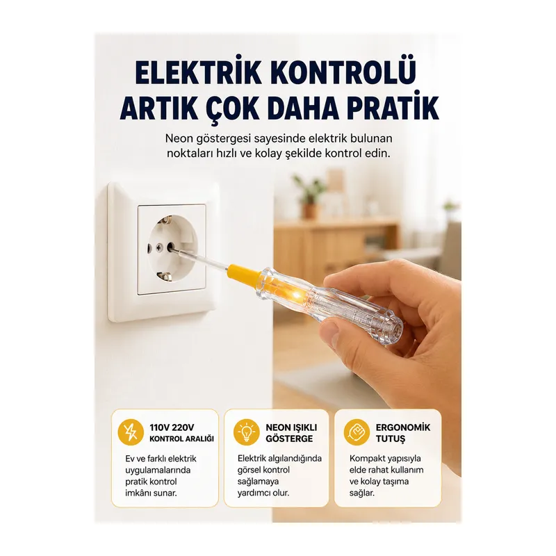 110-220V Elektrik Test Kalemi Korozyona Dayanıklı Nikel Kaplamalı