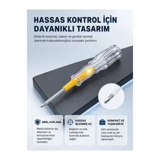 Elektrik Test Kalemi Neon Işıklı Nikel Kaplama 110-220V Dirençli