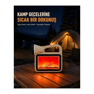 Alev Efektli Solar Lamba COB Işıklı Taşınabilir Bahçe Kamp Aydınlatma