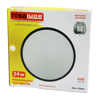 NİSALUCE EAMP-106/B 24W RADAR SENSÖRLÜ LEDLİ ARMATÜR BEYAZ ÇERÇEVE MEKATRONİK ASKI SİSTEMİ 6500K - 2160Lm