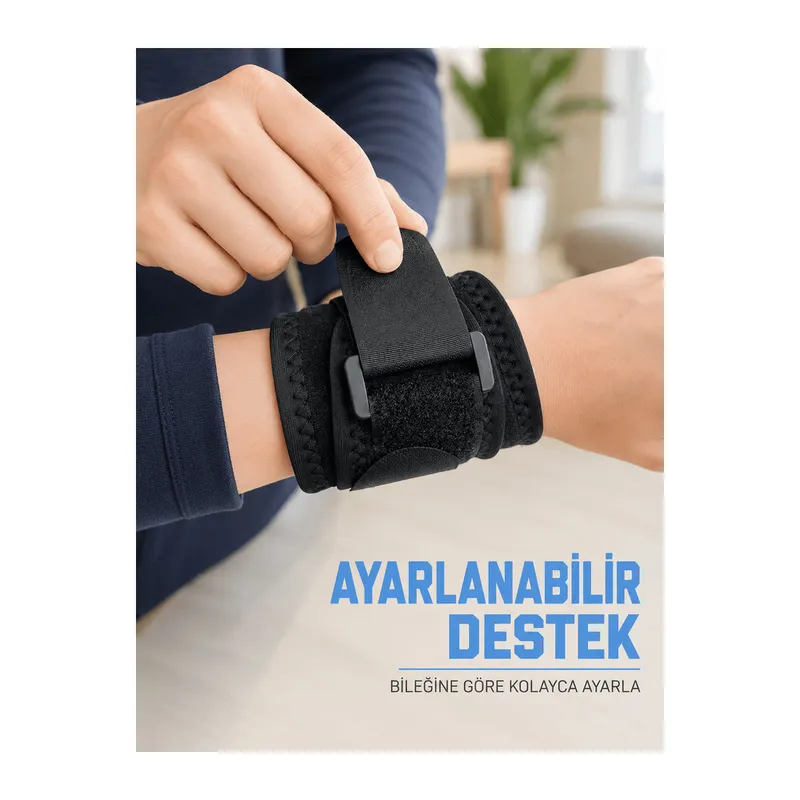 Bilek Destekliği Ayarlanabilir Çift Bantlı Cırtlı Sporcu Bilekliği