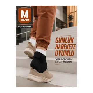 Siyah Topuk Destek Çorabı M Beden 40-45 Ayarlanabilir Cırtlı Rahat Tasarım