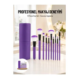12 Parça Makyaj Fırçası Yumuşak Kıllı Profesyonel Fırça Seti Yüksek Kaliteli Pürüzsüz
