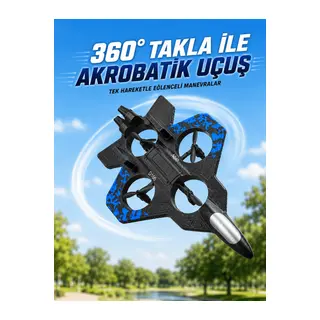 Uzaktan Kumandalı Savaş Uçağı Drone 2.4 GHz Jiroskoplu Tek Tuş Kalkış İniş 360° Dönüş