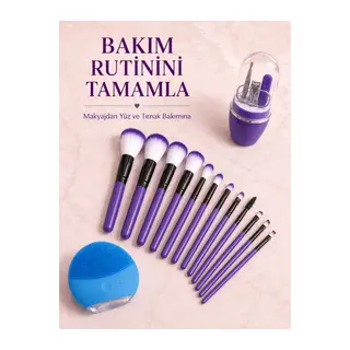 12’li Makyaj Fırça Seti Yüz Temizleme Cihazı ve Manikür Pedikür Tırnak Bakım Seti 3’lü Kişisel Bakım Paketi
