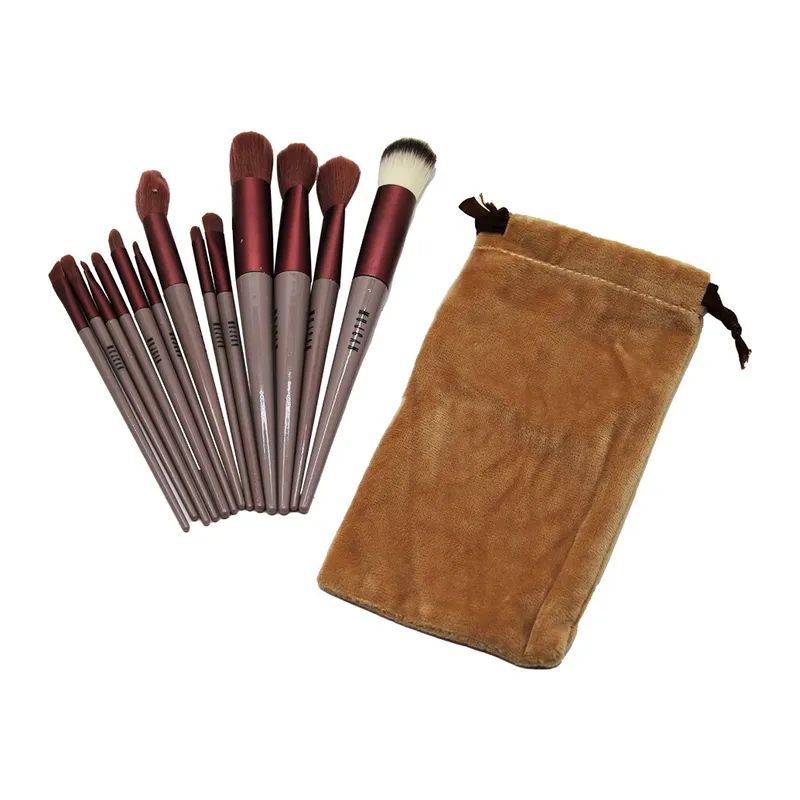 13PCS Eflatun Kadife Torbalı Makyaj Fırça Set
