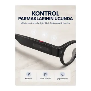 Siyah Kameralı Akıllı Gözlük AI Görüntü Tanıma Bluetooth Müzik Telefon Görüşme Dokunmatik Kontrollü
