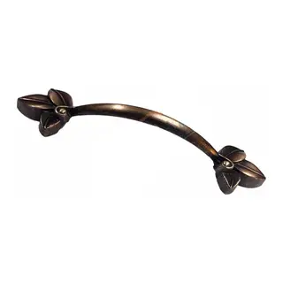 Dekoratif Zamak Yaprak Kulp - 96mm, Eskitme, 100 Adet