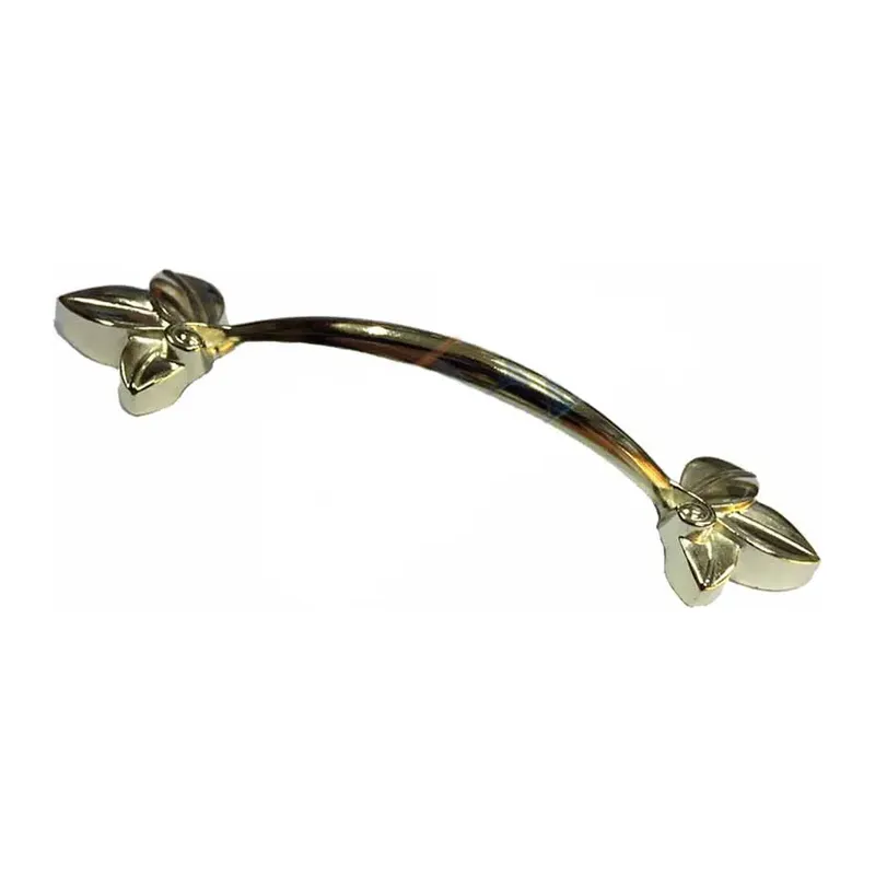 Dekoratif Zamak Yaprak Kulp - 96mm, Sarı, 100 Adet