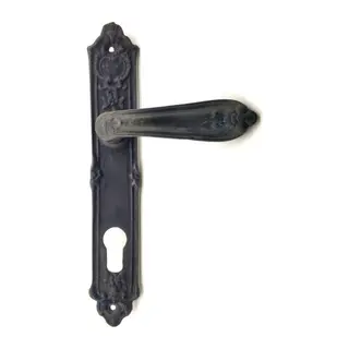 Antika Tarz Dekoratif Pirinç Çiçekli Banyo Kapı Kolu - 240x40 mm, Oksit