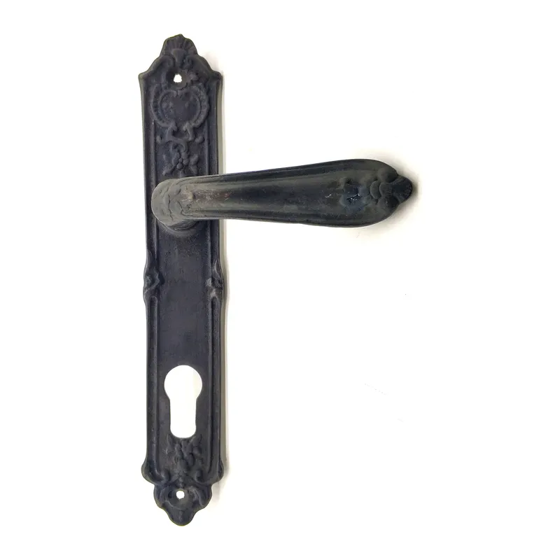 Antika Tarz Dekoratif Pirinç Çiçekli Banyo Kapı Kolu - 240x40 mm, Oksit