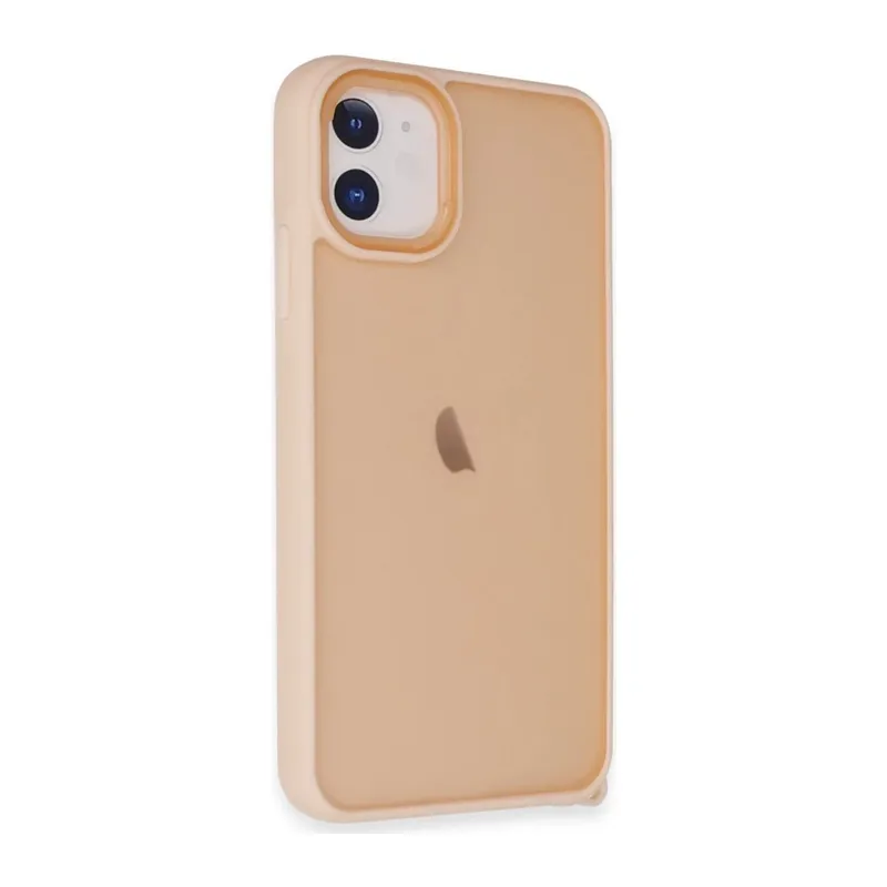 Apple iPhone 12 Kılıf Elegant Kapak - Pudra