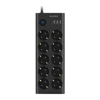Fulltech FTR14 Type-C Girişli Akım Korumalı 10’lu Priz, 3 USB