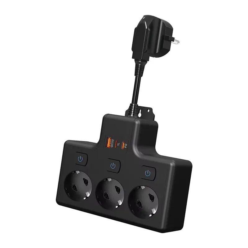 Termal Akım Korumalı 3’lü Duvar Tipi Priz 1x USB 2x Type-C Çıkışlı Grup Priz Çoğaltıcı (3500W)