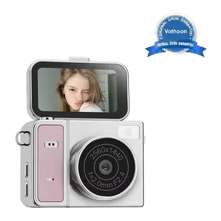 2K Mini Dijital Retro Video Kamera Flaşlı Dijital Vlog Mini Fotoğraf Makinesi Türkçe Menü Pembe