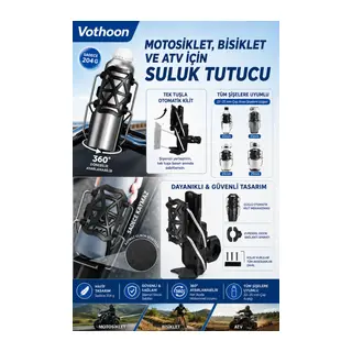 Bisiklet Motosiklet Atv ve Scooter Uyumlu Matara Suluk Tutucu Gidon Bağlantılı Esnek Gövdeli Şişe Aparatı