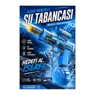 Sarjlı Otomatik Su Tabancası Led Işıklı Geniş Su Hazneli Gerçekçi Geri Tepme Efektli Uzak Menzilli