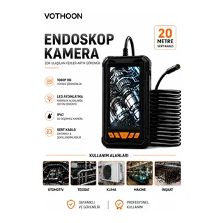 20 Metre Tek Kameralı Endoskop Kamera 1080P HD LED Aydınlatmalı Sert Kablolu Yeni