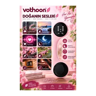 Taşınabilir Rahatlatıcı Uyku ve Doğa Sesleri Cihazı – Yağmur, Dalga, Ninni ve Doğal Sesler Pembe