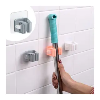 Tekli Duvara Yapışkanlı Mop Tutucu Aparat Sopa Askısı