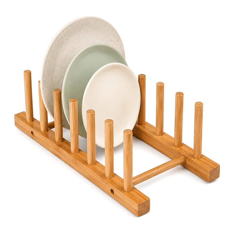 2PCS Bambu - Ahşap Tezgah Üstü Tabaklık - Bulaşıklık