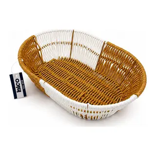 Oval Hasır K.rengi - Beyaz Ekmek Sepeti 28X20CM