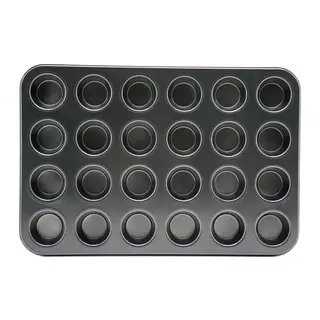 24 Gözlü Metal - Siyah Düz Muffin - Kek Kalıp