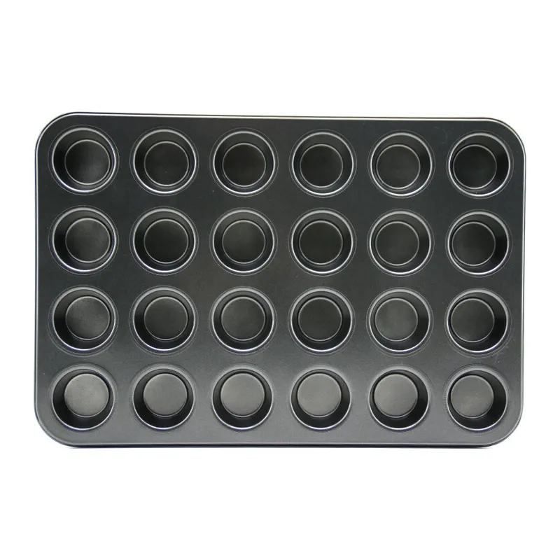 24 Gözlü Metal - Siyah Düz Muffin - Kek Kalıp