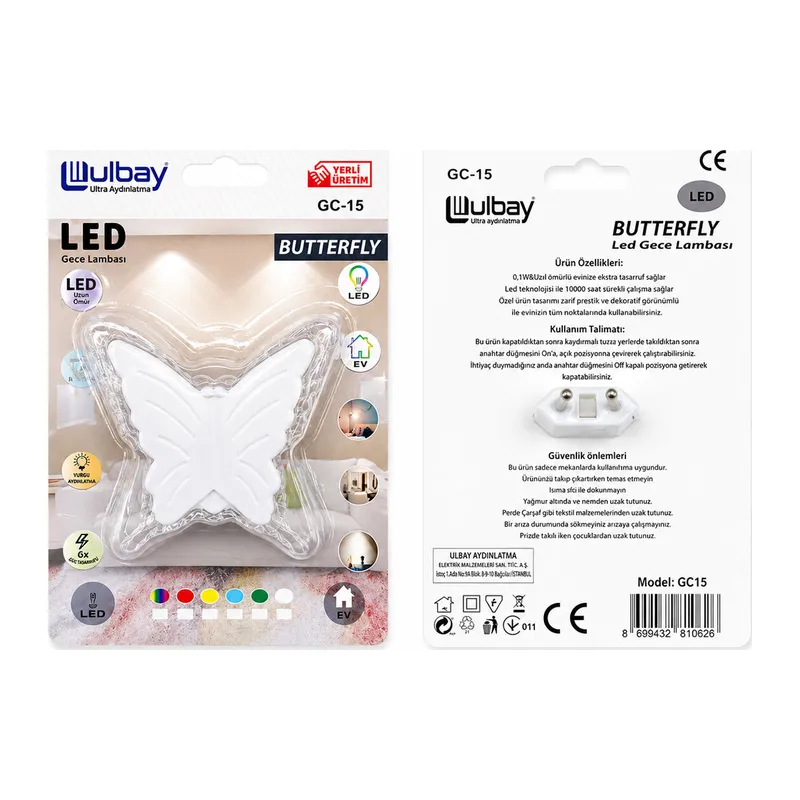 10 Adet Kelebek Led Gece Lambası GC-15