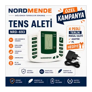 TENS Cihazı 4 Pedli Dijital Masaj Cihazı | Adaptör 4 Ped ve Pil Hediyeli