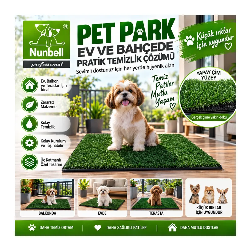 Nunbell Pet Park Yapay Çim Köpek Tuvalet Pedi Küçük Irklar İçin Balkon Ev Bahçe