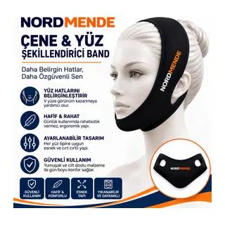 Çene ve Yüz Şekillendirici Band - Ayarlanabilir V-Line Yüz Toparlayıcı Band - Cırt Cırtlı Esnek Yüz Bandı - Siyah