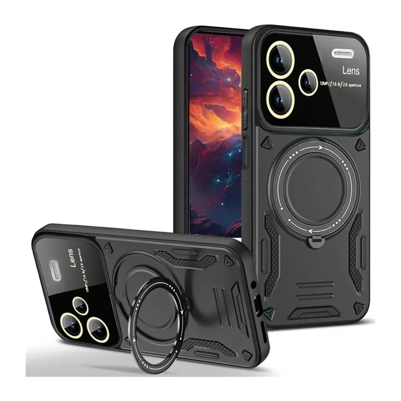 Xiaomi Redmi Note 13 Pro Plus Joy Lens Standlı Kapak - Siyah