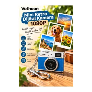 Mini Retro Dijital Kamera 1080P Full HD Fotoğraf & Video Çekimi LCD Ekran Mini Kamera TF Kart Destekli