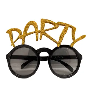 Altın Simli Party Yazılı Parti Gözlüğü Show 15x7 cm